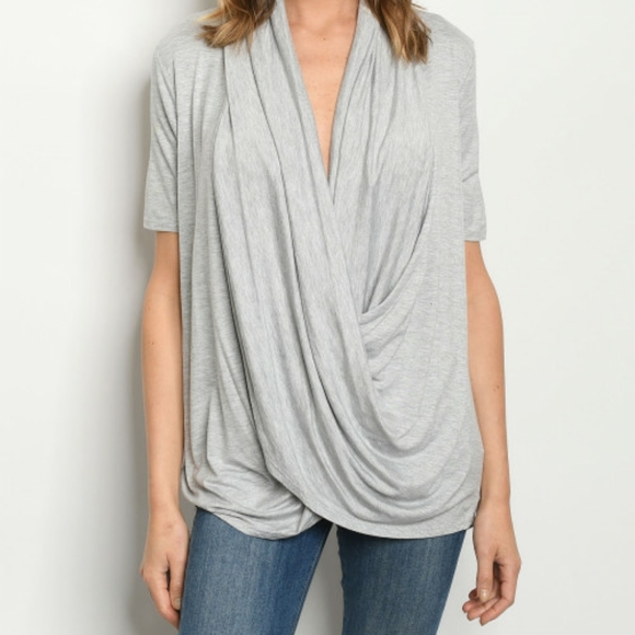 SALE🔥LAST 2! Slouchy Wrap Top in Gray - Picture 2 of 8